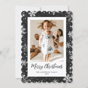 Tarjeta Festiva Fotos negras de Snowflake Cartas navideñas de ferr