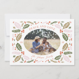 Tarjeta Festiva Fotos Ovaladas Vintage Holly Berries | Colorido Br