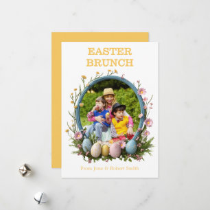 Tarjeta Festiva Fotos personalizadas con flores de Pascua