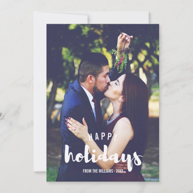 Tarjeta Festiva Fotos personalizadas de Happy Holidays Sketed (Anverso)