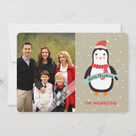 Tarjeta Festiva Fotos personalizadas del penquín navideño