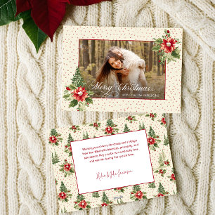 Tarjeta Festiva Fotos Retro Vintage Navideñas Florales en Color In