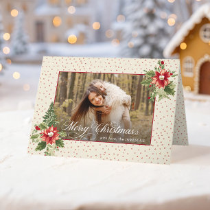 Tarjeta Festiva Fotos Retro Vintage Navideñas Florales en Color In