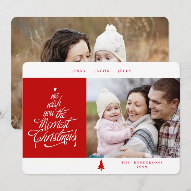 Tarjeta Festiva Fotos rojas y blancas más bellas de los Navidades (Anverso / Reverso)