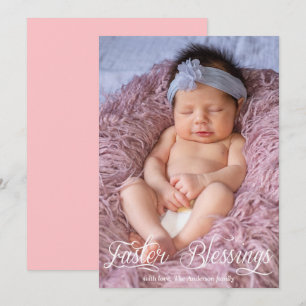 Tarjeta Festiva Fotos rosas de la familia bebé Blesss