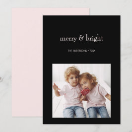 Tarjeta Festiva Fotos rosas y negras de los Navidades merry y Brig