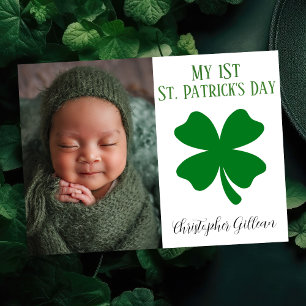 Tarjeta Festiva Fotos sencillas de bebé con tréboles para el 1er d