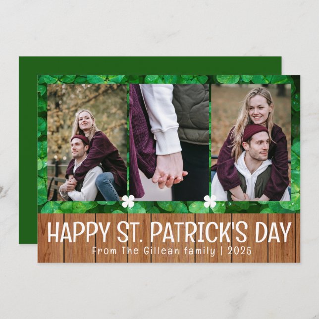 Tarjeta Festiva Fotos sencillas del día de San Patricio para famil (Anverso / Reverso)