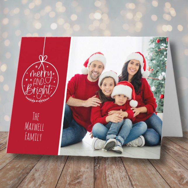 Tarjeta Festiva Fotos simples, Navidades con merry Bright (Simple Photo Merry Bright Christmas Holiday Card)