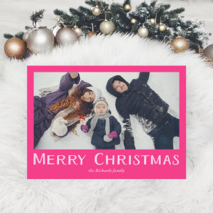 Tarjeta Festiva Fotos tradicionales merry navideñas en negrita