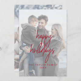 Tarjeta Festiva Fotos verticales de Whimsical Red Happy Holidays