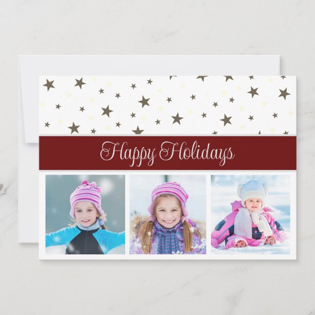 Tarjeta Festiva Fotos y estrellas de feliz feriado - Crédito elimi (Anverso)