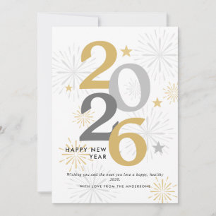 Tarjeta Festiva Fotos y fuegos artificiales de Año Nuevo Feliz Mod