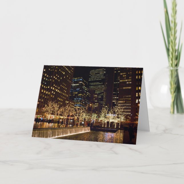 Tarjeta Festiva Fountain Lights New York City (Anverso)