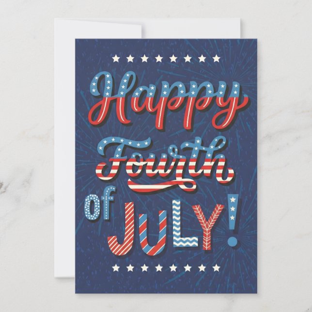 Tarjeta Festiva Fourth of July Art Patriotic Celebration Artwork H (Anverso)