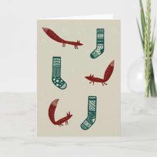 Tarjeta Festiva Fox and Tree Christmas Card: Snow
