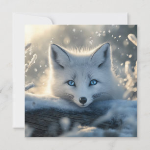 Tarjeta Festiva Fox ártica con ojos azules mesmerizadores