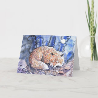 Tarjeta Festiva Fox de invierno durmiente