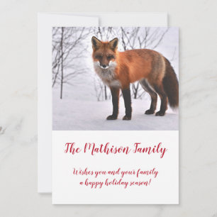 Tarjeta Festiva Fox De Los Bosques En Navidades De Nieve
