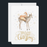 Tarjeta Festiva Fox Deer Winter Snow Merry Christmas<br><div class="desc">Maravillosa tarjeta de ilustracion infantil de adorable diseño de color de agua de ciervo lindo y zorro en la nieve divirtiéndose y disfrutando de la temporada invernal mientras celebran las vacaciones de los Navidades abriendo regalos y divirtiéndose en la nieve. ¡Ho Ho Ho Ho Feliz Navidad a todos!</div>