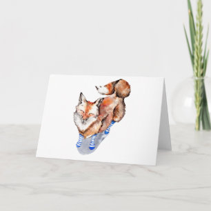 Tarjeta Festiva Fox en calcetines