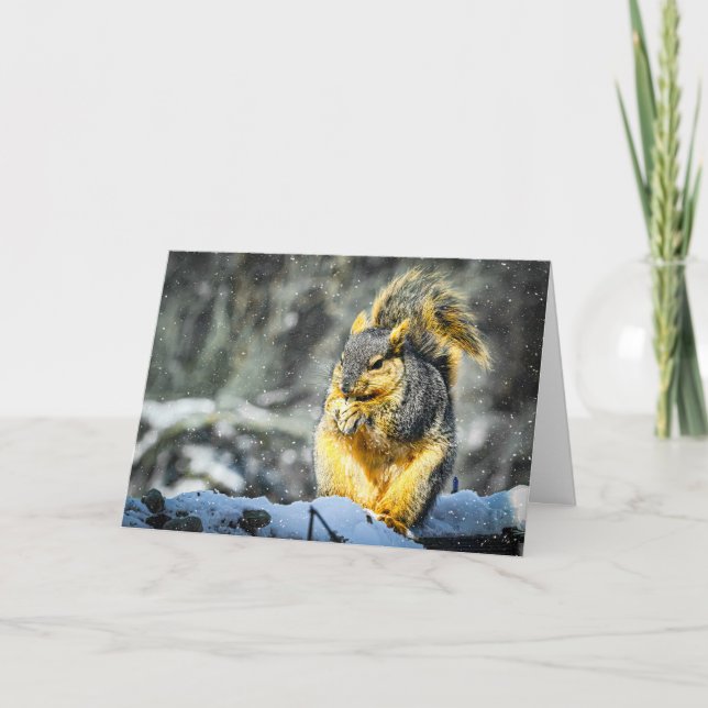 Tarjeta Festiva Fox Squirrel Christmas Card (Anverso)