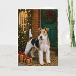 Tarjeta Festiva Fox Terrier Holiday Card