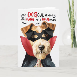 Tarjeta Festiva Fox Terrier Perro Divertido Conde DOGcula Hallowee