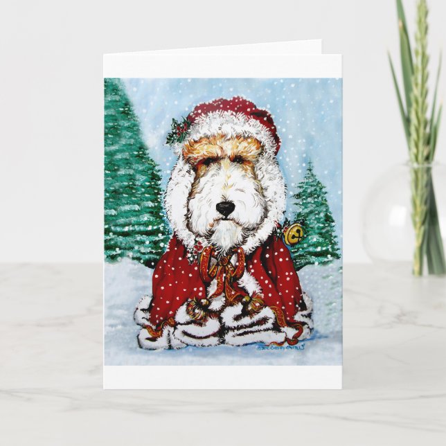 Tarjeta Festiva ¡Fox Terrier Santa Claus! (Anverso)