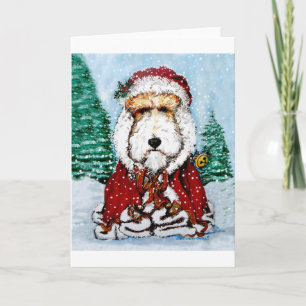 Tarjeta Festiva ¡Fox Terrier Santa Claus!