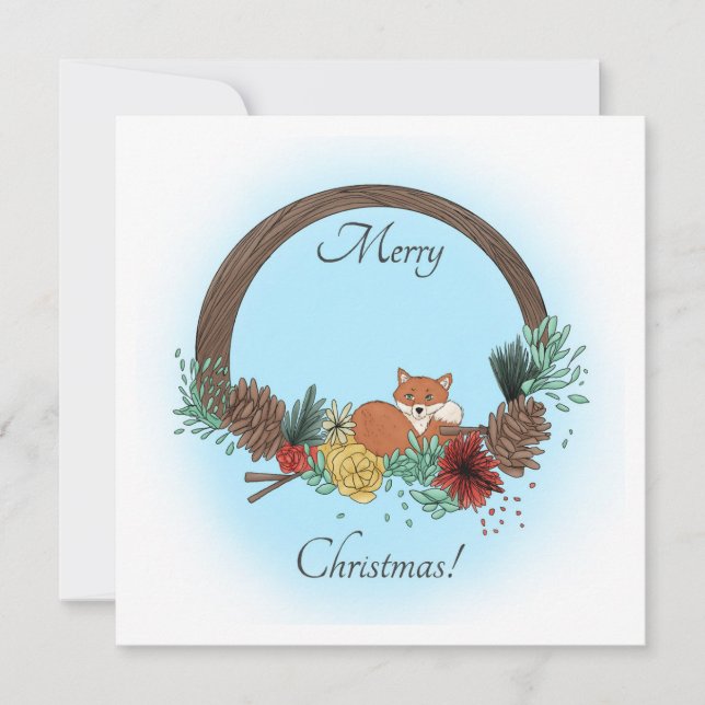 Tarjeta Festiva Fox Wreath (Anverso)