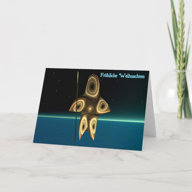 Tarjeta Festiva Fractal Inuit Hunter - Fröhliche Weihnachten (Anverso)