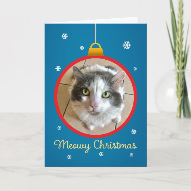 Tarjeta Festiva FRAME, PERSONALIZADO de Navidades Meowy añada tu f (Anverso)