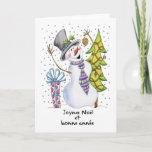 Tarjeta Festiva Francés - Snowman - Feliz hombre de nieve - Joyeux<br><div class="desc">Francés - Snowman - Feliz hombre de nieve - Joyeux Noël</div>