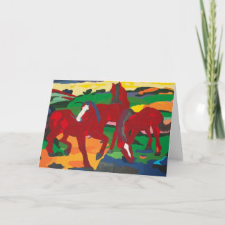Tarjeta Festiva Franz Marc - Red Horses