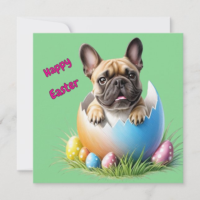 Tarjeta Festiva Französische Bulldogge Ei Ostern French Bulldog (Anverso)