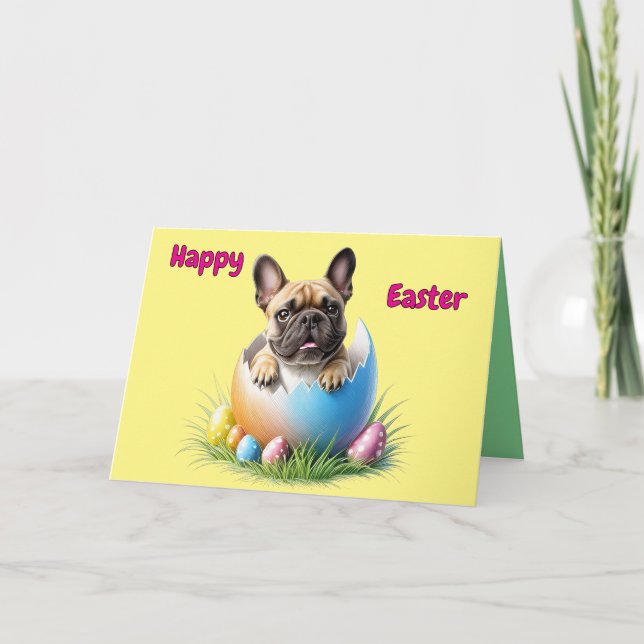 Tarjeta Festiva Französische Bulldogge Ei Ostern French Bulldog (Anverso)