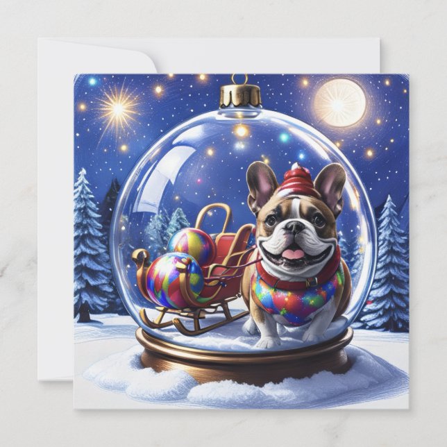 Tarjeta Festiva Französische Bulldogge Weihnachten  French Bullog (Anverso)