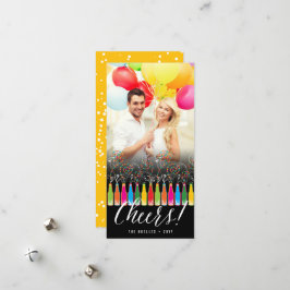 Tarjeta Festiva Frascos de burbujas coloridos animan la foto de Añ