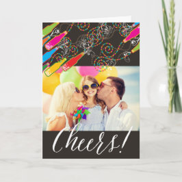 Tarjeta Festiva Frascos de burbujas coloridos animan la foto de Añ