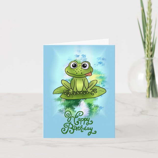 Tarjeta Festiva frecher Frosch im Teich (Anverso)