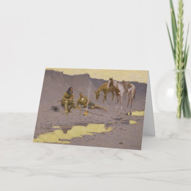 Tarjeta Festiva Frederic Remington - Un Año Nuevo sobre el Cimarró (Anverso)