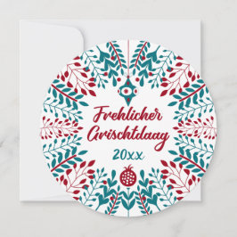 Tarjeta Festiva Frehlicher Grischtdaag, Pennsylvania Dutch Xmas