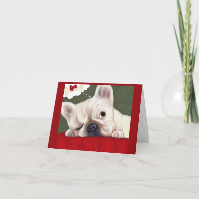 Tarjeta Festiva French Bulldog Dulces Sueños (Anverso)
