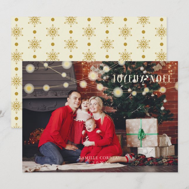 Tarjeta Festiva French Noël Modern Elegant Chic Photo Family (Anverso / Reverso)