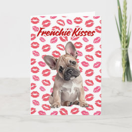 Tarjeta Festiva Frenchie Kisses French Bulldog Valentines Day Card