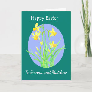 Tarjeta Festiva Frente personalizado Bonito Daffodils Feliz Pascua