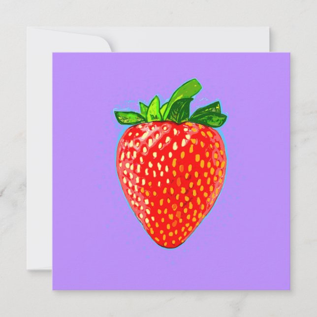 Tarjeta Festiva Fresa jugosa en el estilo de arte pop (Anverso)