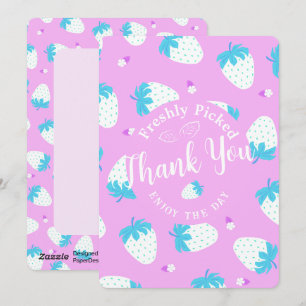 Tarjeta Festiva Fresa Rosa Azul Gracias