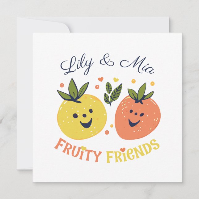 Tarjeta Festiva Fresas y Naranja de los amigos de la fruta (Anverso)